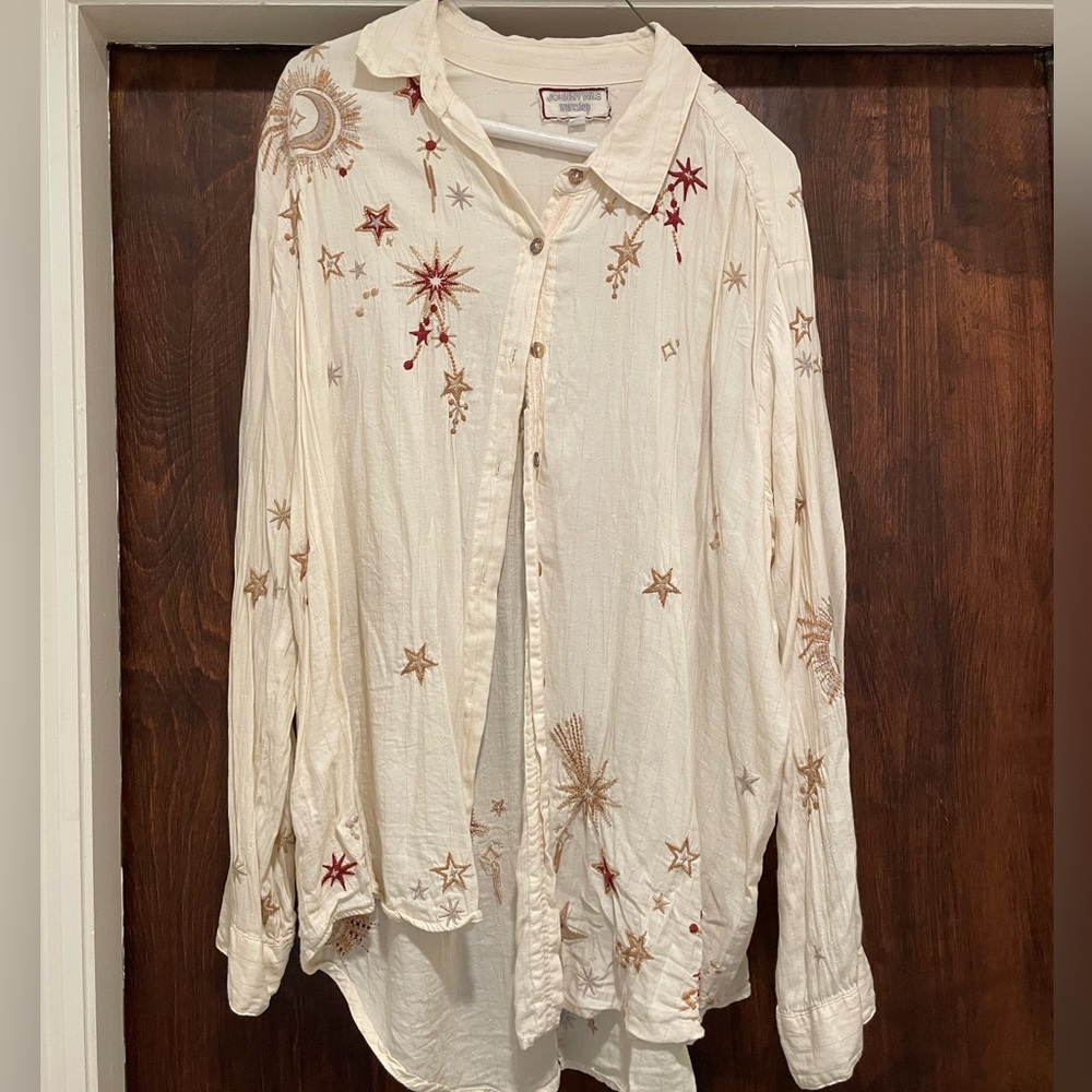 Johnny Was Telesto Celestial Oversized Button up Shirt Size Large